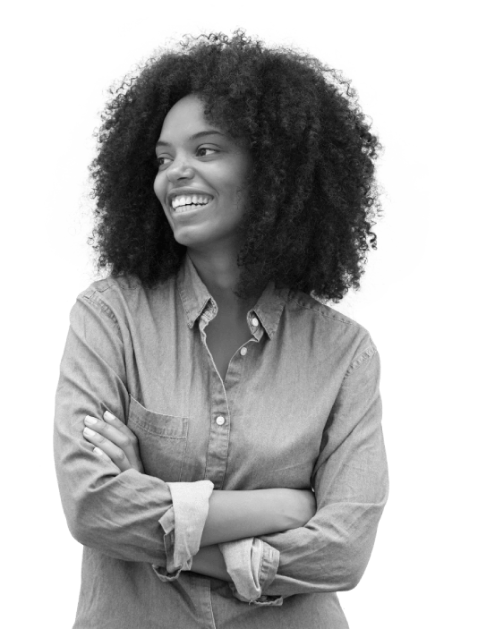 Smiling woman with curly hair